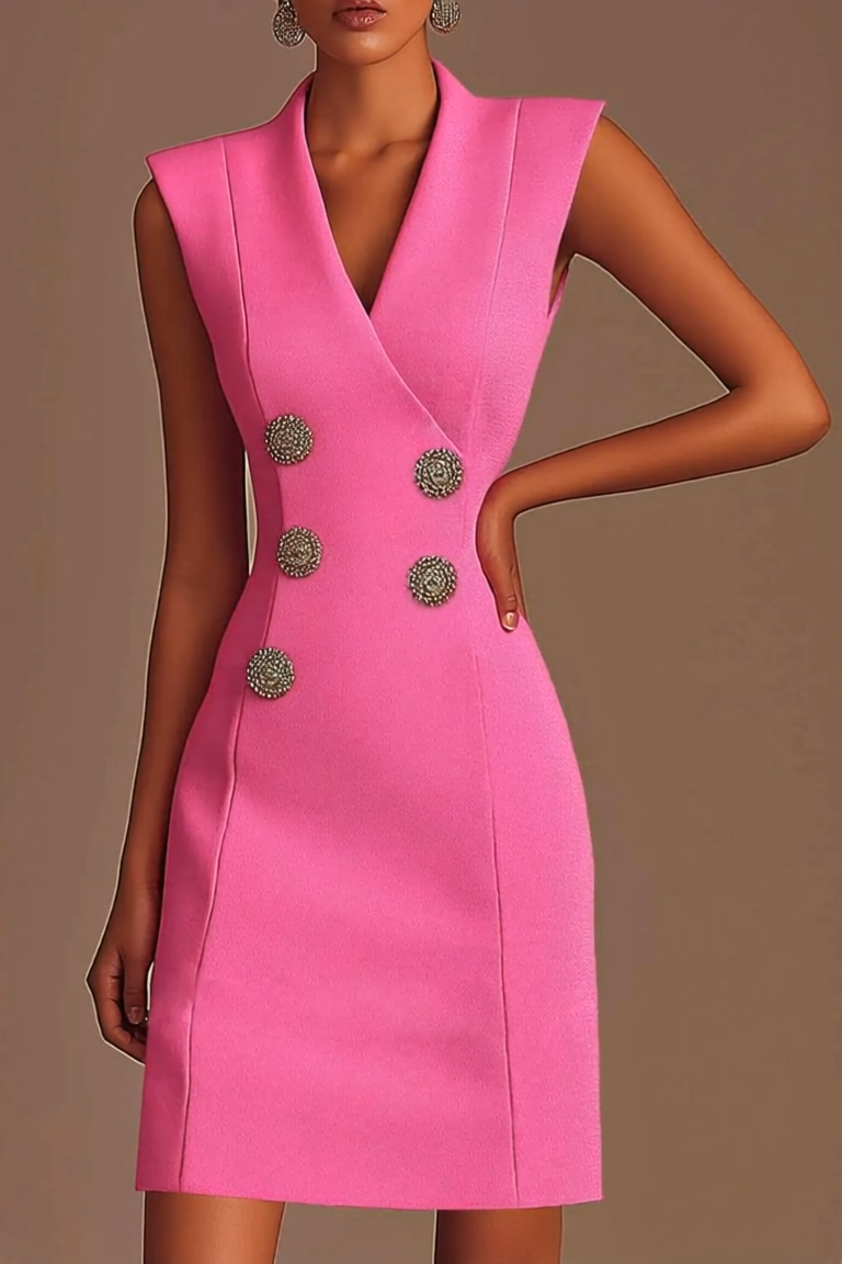 Party Semi-Formal Pink Dress Sleeveless Wrap Mini Dress