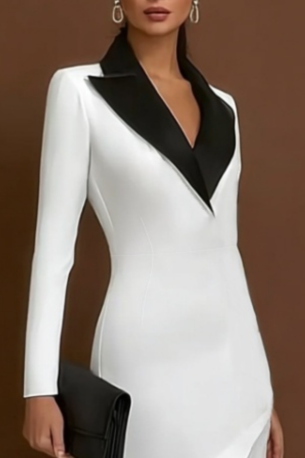 Elegant Mermaid Midi Work Dress with Long Sleeves