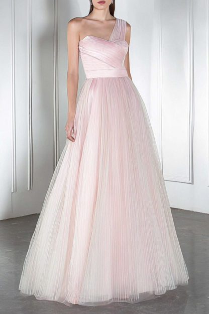 Evening Dress Pink One Shoulder Maxi Dress