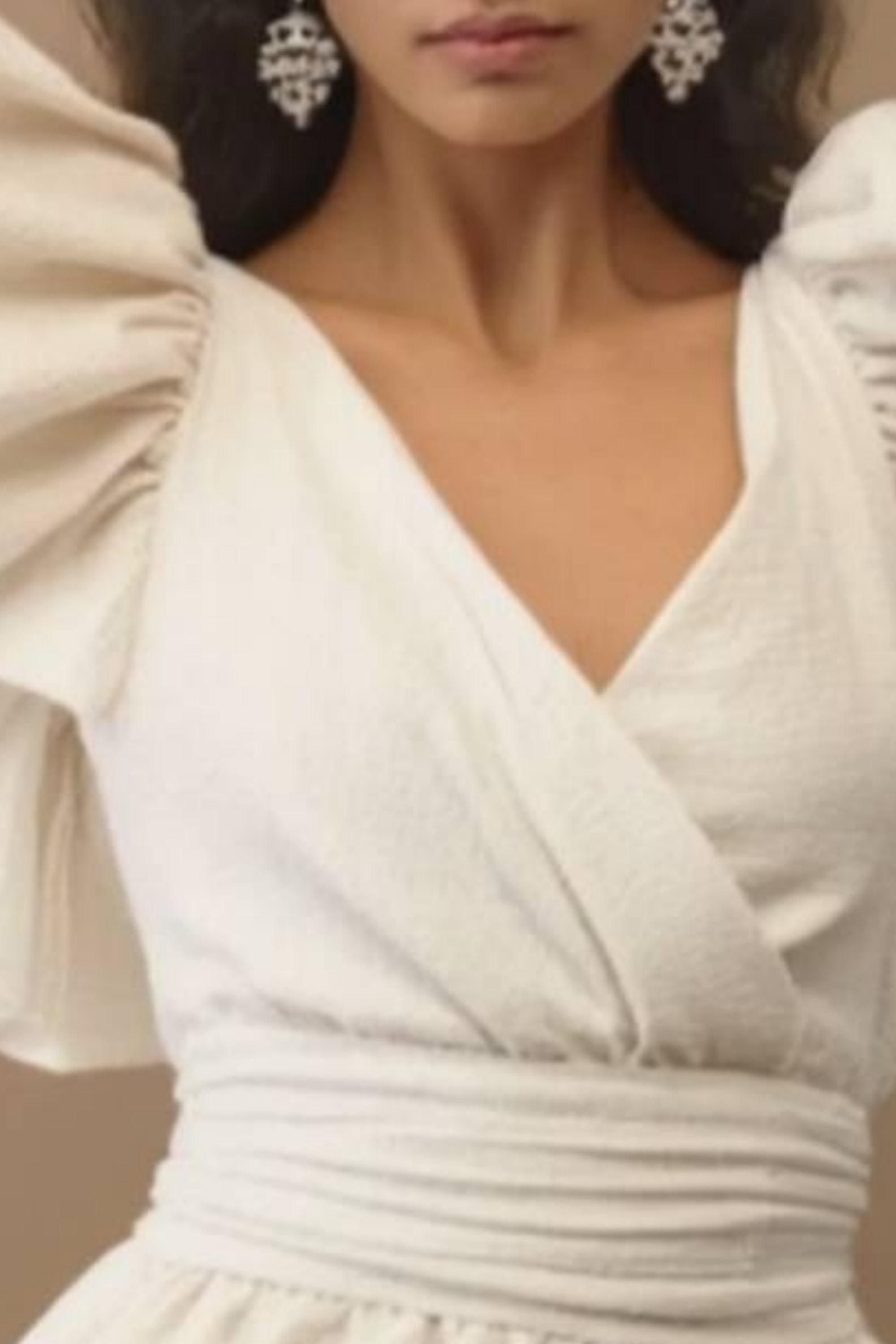 Homecoming​ Party Dress​​ White V Neck Ruffle Sleeve Mini Dress