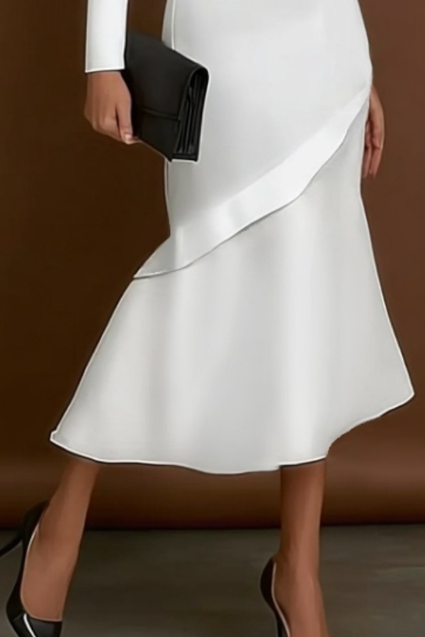 Professional White and Black Work Dress for Office