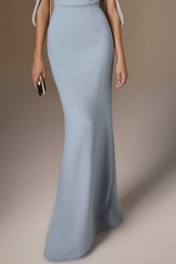 Formal Dress Blue Crew Neck Maxi Dress