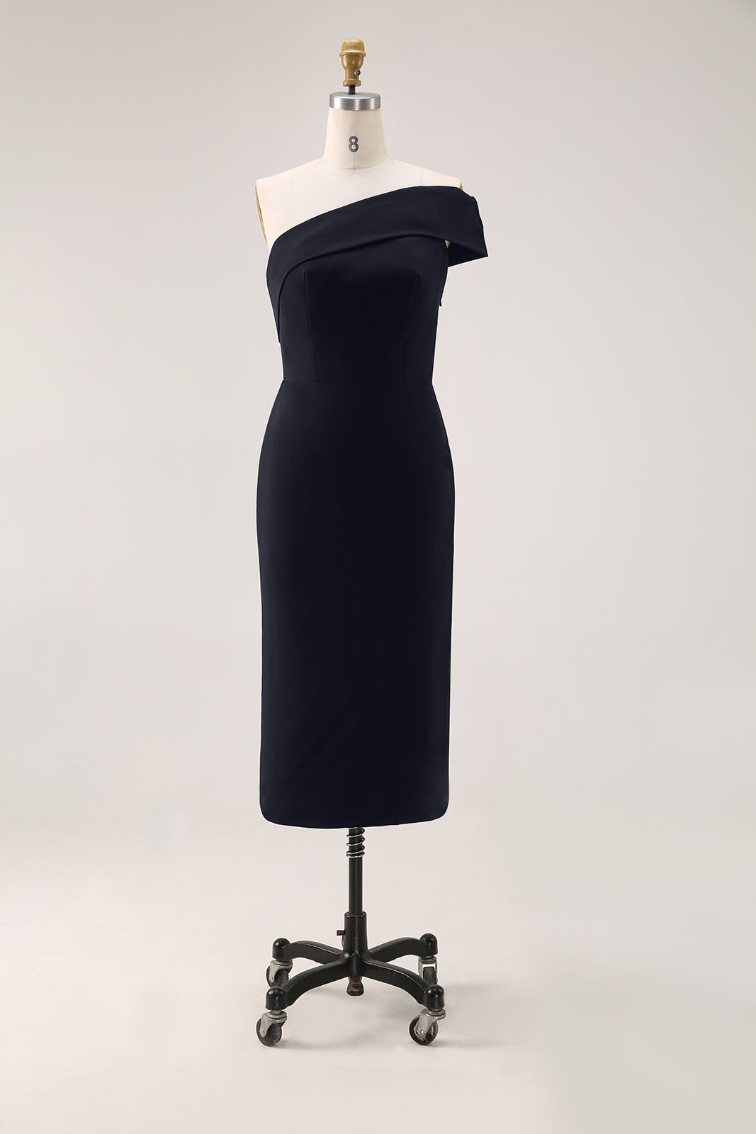 Semi-Formal Party Dress One-Shoulder Fitted Sleeveless Midi Dress