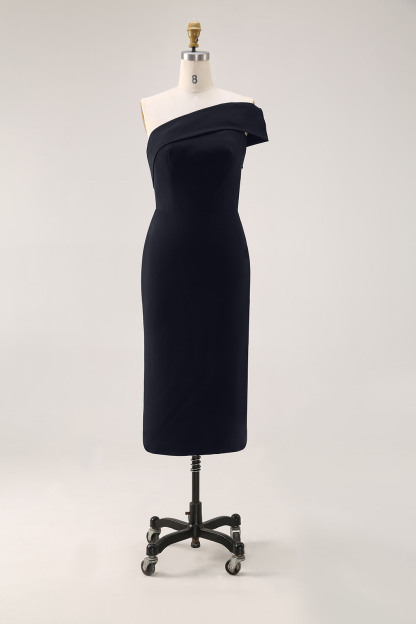 Semi-Formal Party Dress One-Shoulder Fitted Sleeveless Midi Dress
