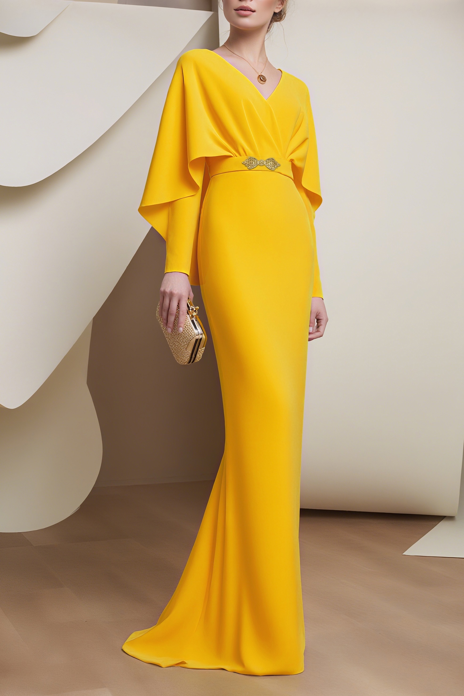 Formal Evening Dress Purple V Neck Belted Maxi Dress