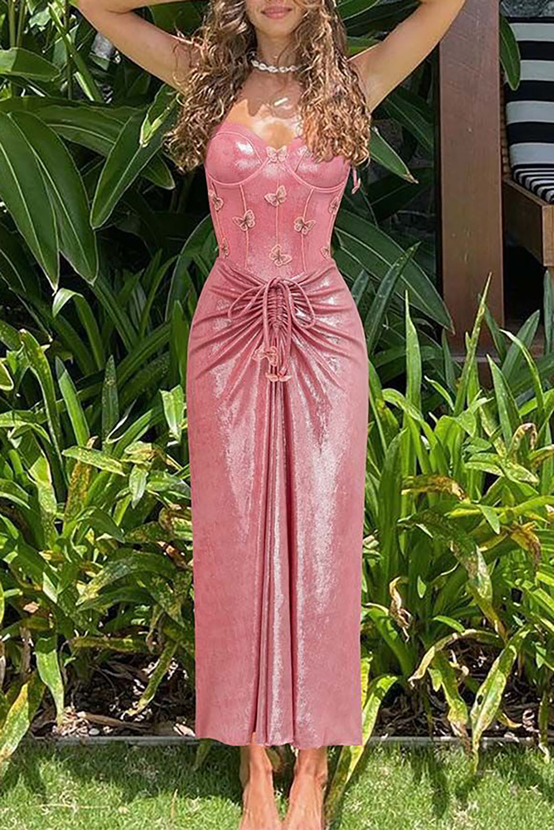 Pink 3D Butterfly Tie One-Piece Swimsuit and Cover-Up