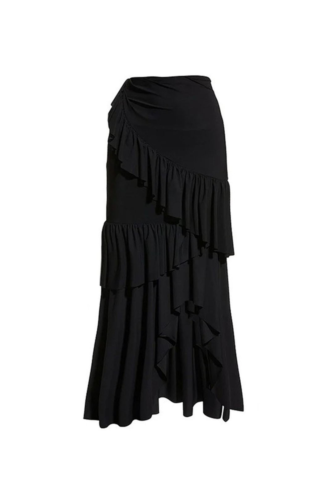 Black and White Striped One-Piece Swimsuit and Cake Skirt Cover-Up