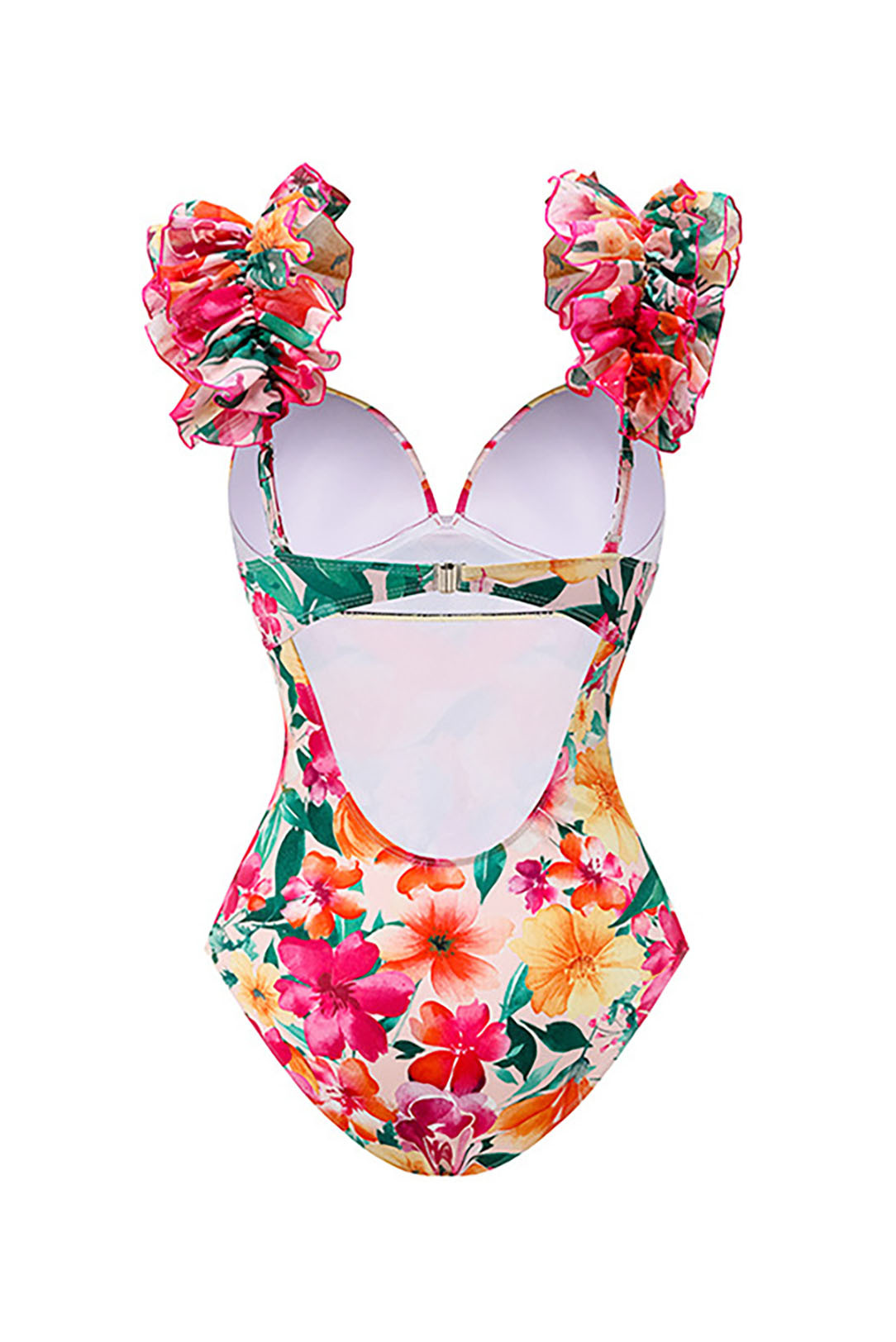 3D Printed Backless Ruffled Suspender One-Piece Swimsuit and Cover-Up