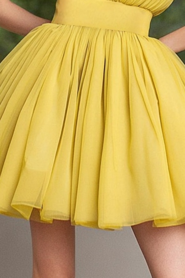 Cocktail Party Dress Yellow Strapless Mini Dress-chiclody