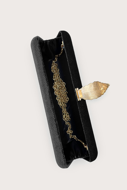 Women's Square Evening Bag Leaf Buckle Chain Clutch Bag