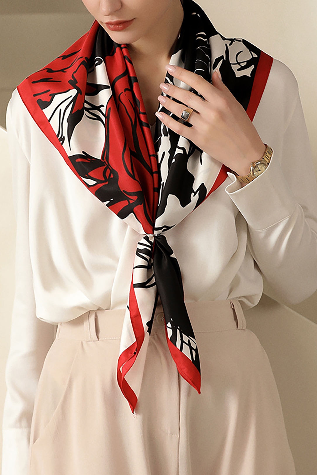 Floral Silk Scarf Square Scarf Bag Accessories Silk Scarf