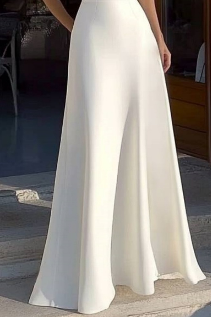 Formal Satin Dress​​ White Strapless Floor-Length Dress