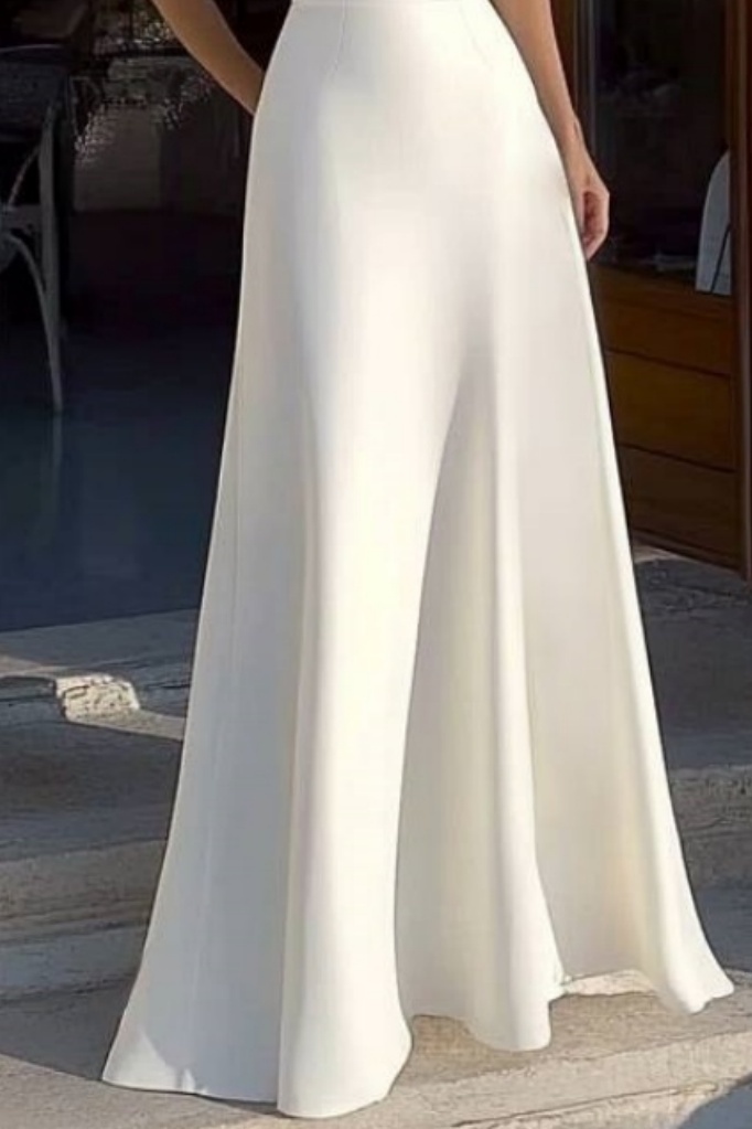 Formal Satin Dress​​ White Strapless Floor-Length Dress