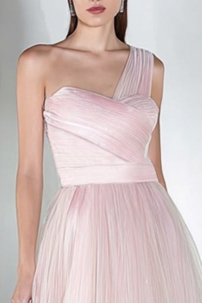 Evening Dress Pink One Shoulder Maxi Dress