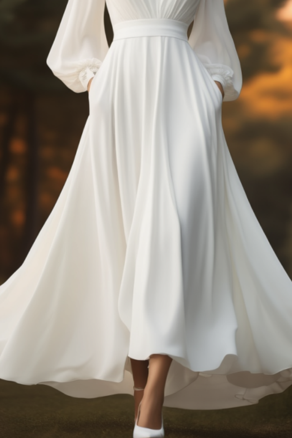 Formal Swing Evening Dress White V Neck Maxi Dress