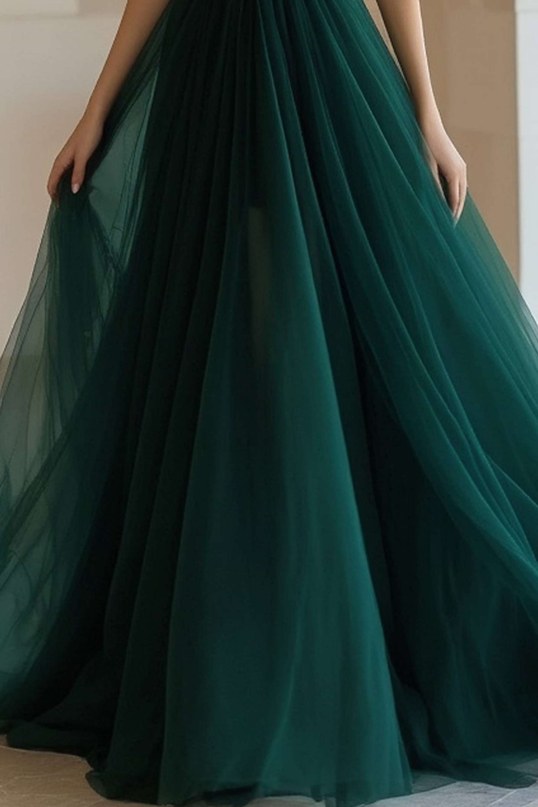 Formal Evening Dress Halter Neck Lace Green Ombre Floor-Length Gown