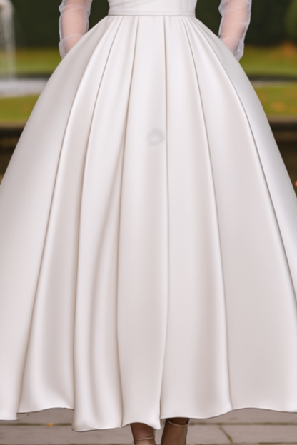 Wedding Dress White Off Shoulder Mesh Maxi Long Sleeve Dress