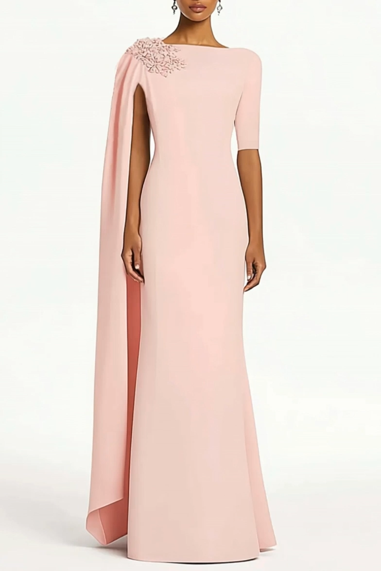 Wedding Guest Dresses 3D Flower One-Shoulder Maxi Mother of Bride Dresses