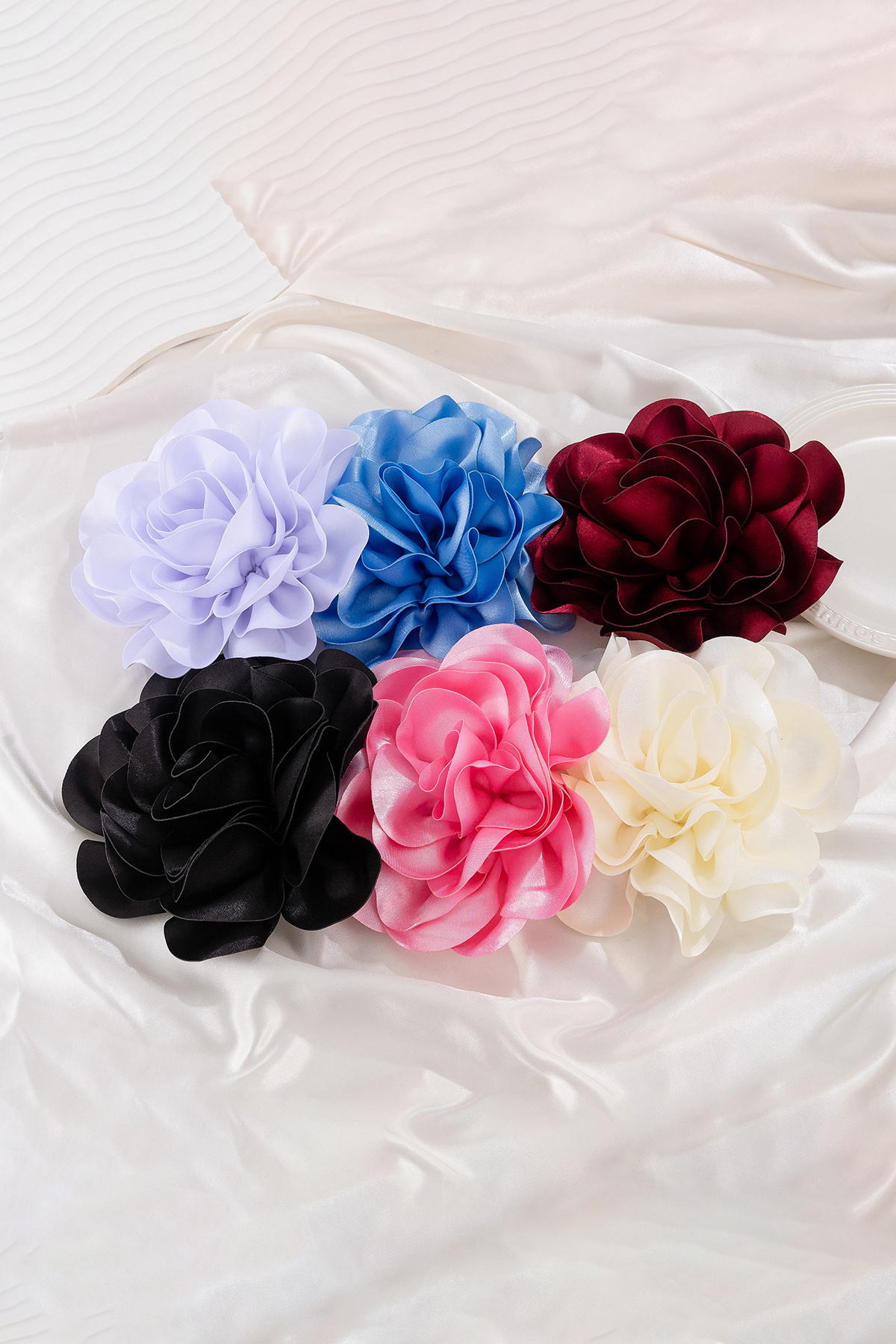 Satin Flower Brooch Duckbill Clip Pin Dual-Purpose Rose Brooch-chiclody
