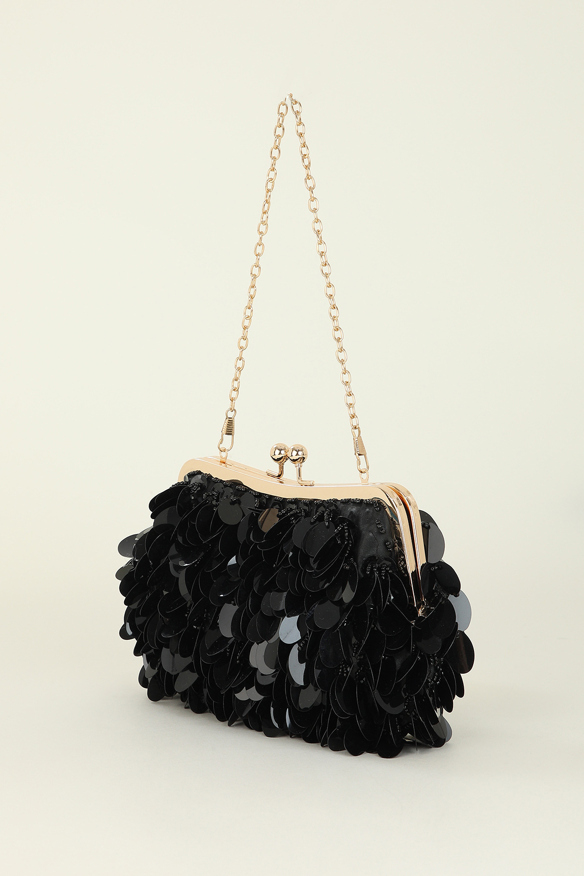Fan-Shaped Rhinestone Crossbody Bag Alloy PU Shoulder Bag Clip Buckle