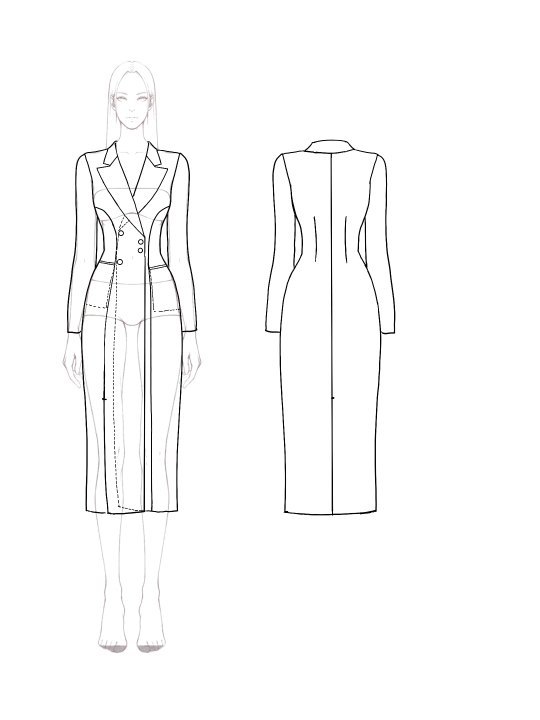 Work Wedding Guest Blazer Dress Ruffle V Neck Slit Midi Dress