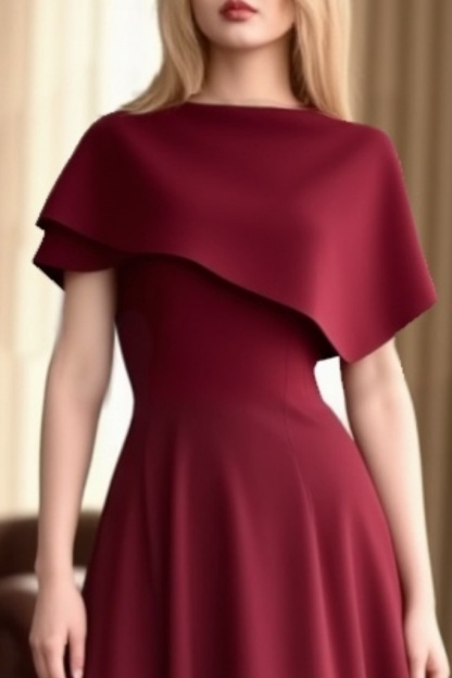Cocktail ​Semi Formal Dress​​ Burgundy Crew Neck Maxi Dress