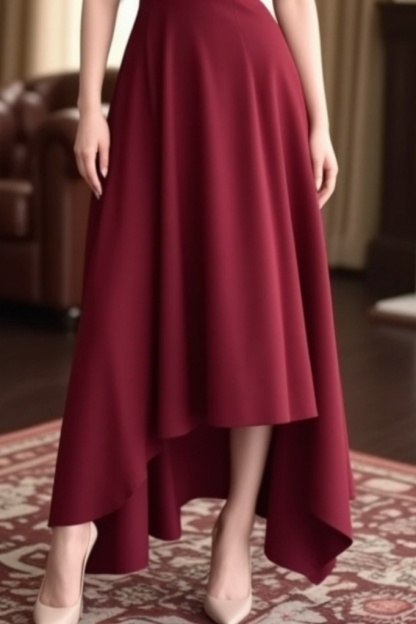 Cocktail ​Semi Formal Dress​​ Burgundy Crew Neck Maxi Dress