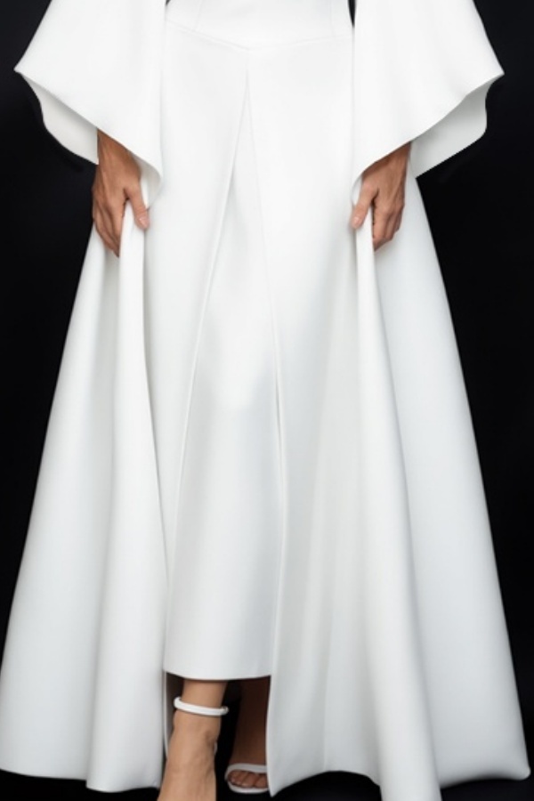 Formal Swing Dress White Crew Neck Maxi Dress