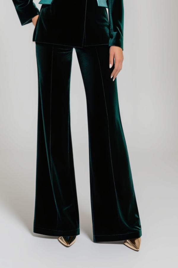 ​Business Suit Sets Green Lapel Velvet Pants Set