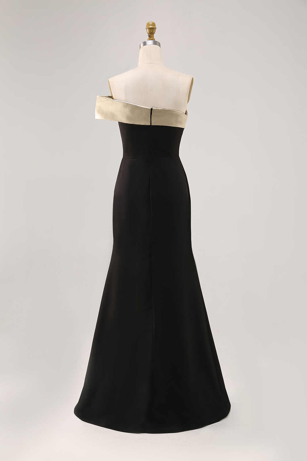 Formal Prom Dress Off-Shoulder Color-block Side Slit Floor-Length Dress