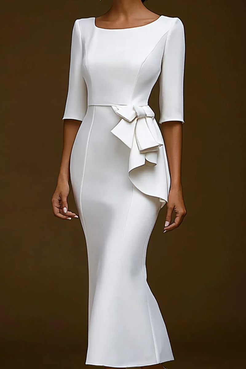 Bow Knot Blazer Dress Work Semi Formal Business Midi Dress