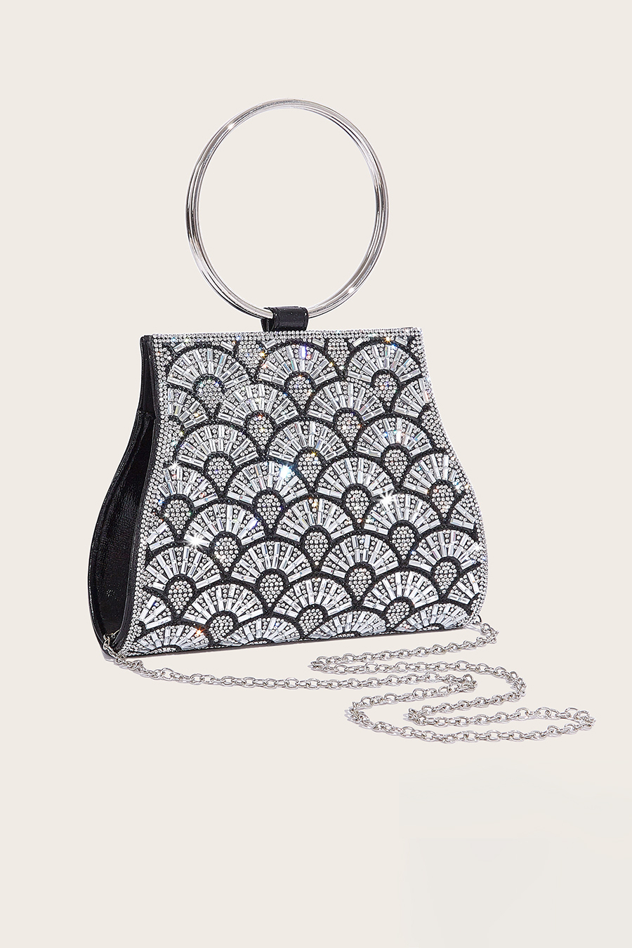 Silver Gold Beaded Clutch Bag