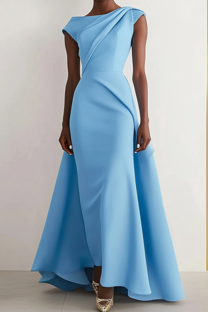 Women's Cocktail Formal Party Dress  Blue Sleeveless Maxi dress