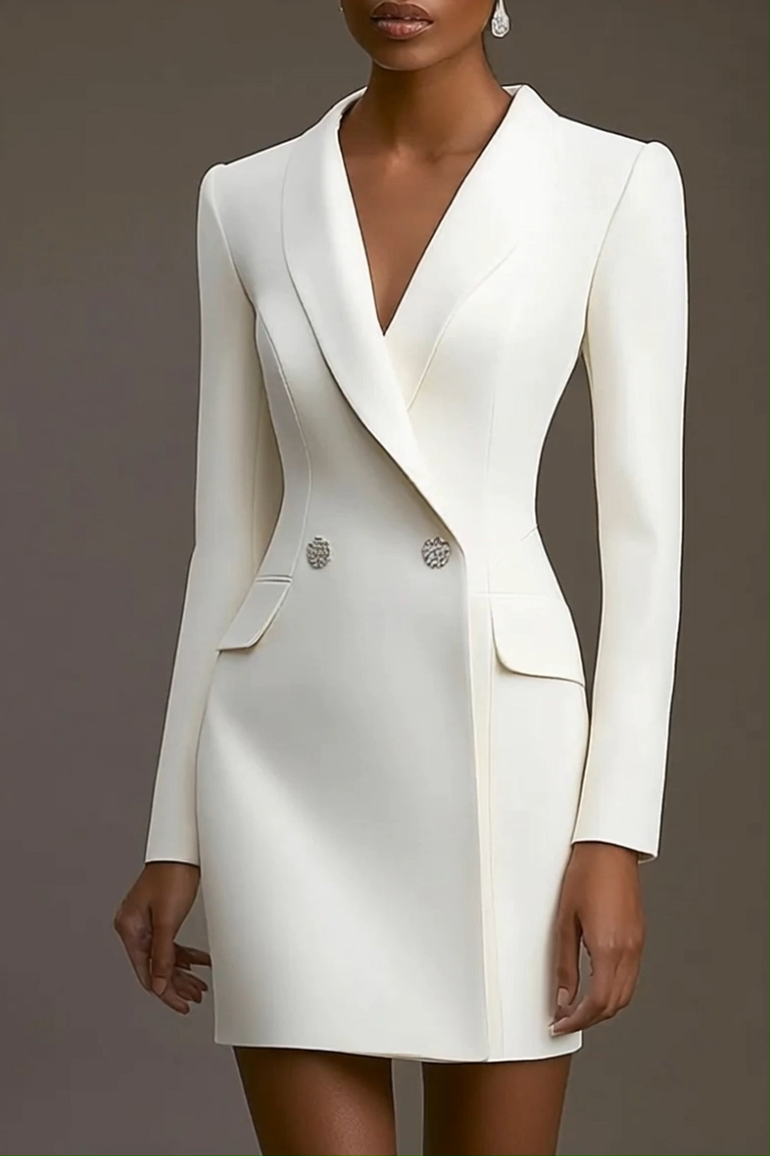 Blazer White Dress Business Work Semi Formal Mini Dress