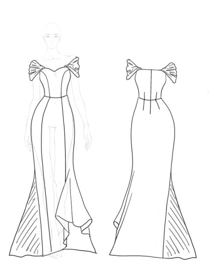 Evening Gown Dress Contrast Color Boat Neck Maxi Dress