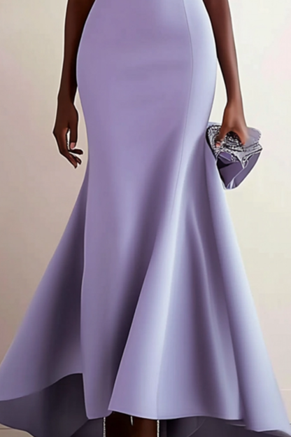 Party Maxi Dress Mermaid Strapless Purple Dress