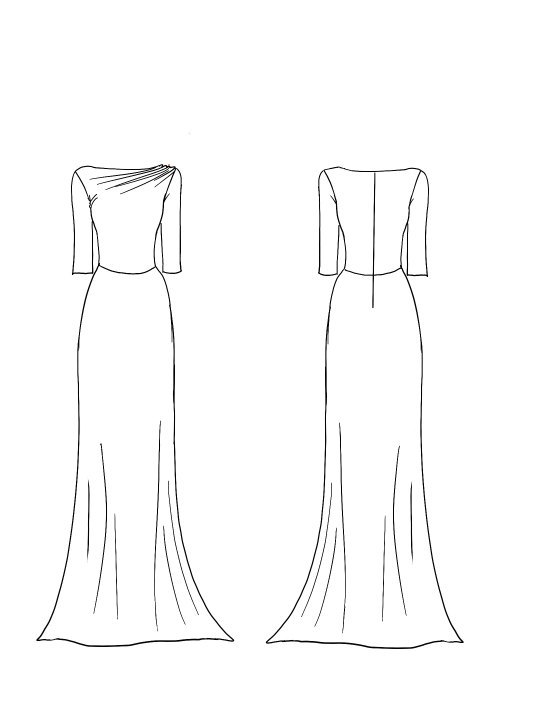 Work Maxi Dress Half Sleeve Brown Dress