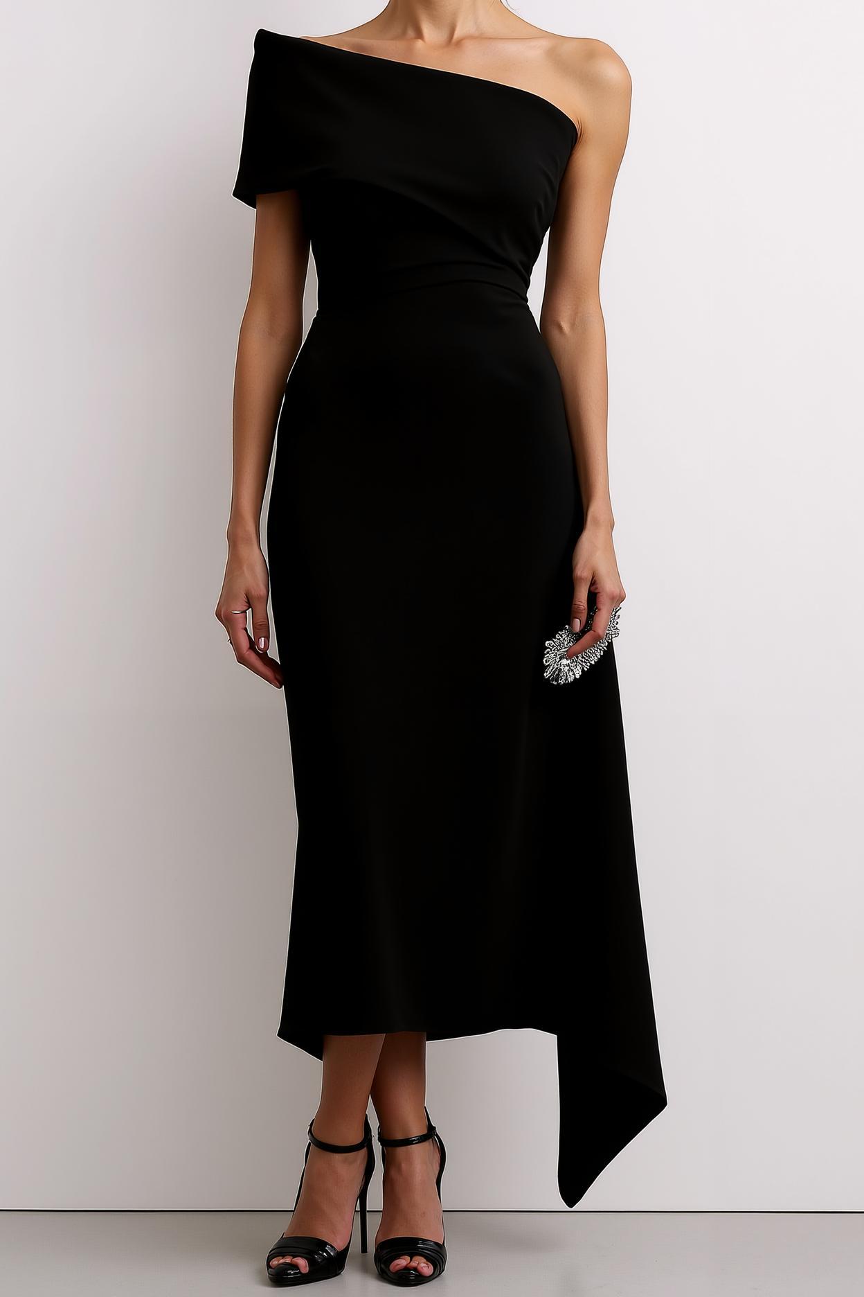 Cocktail Party Dress Off-The-Shoulder Red Midi Dress