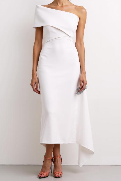 Cocktail Party Dress Off-The-Shoulder Red Midi Dress