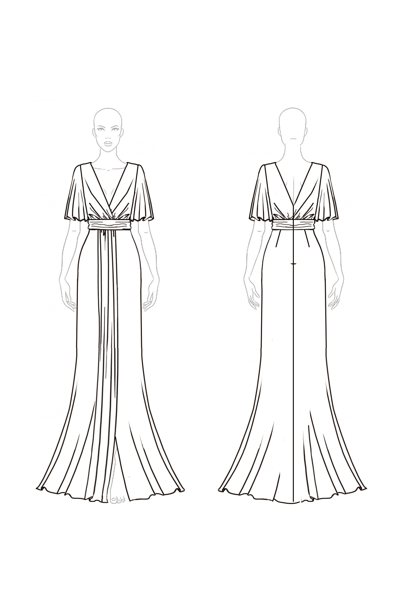 Formal Party Business Work Velvet V Neck Ruffle Maxi Dress