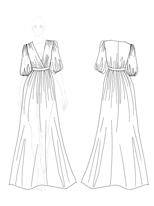 Burgundy Velvet Deep V-Neck Ruffles Dress