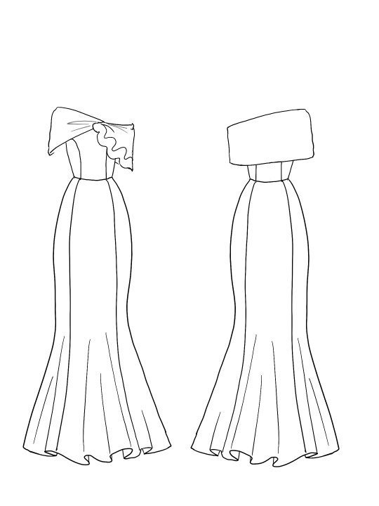 Dark Green Party Work Bowknot Shoulder Decoration Maxi Dress