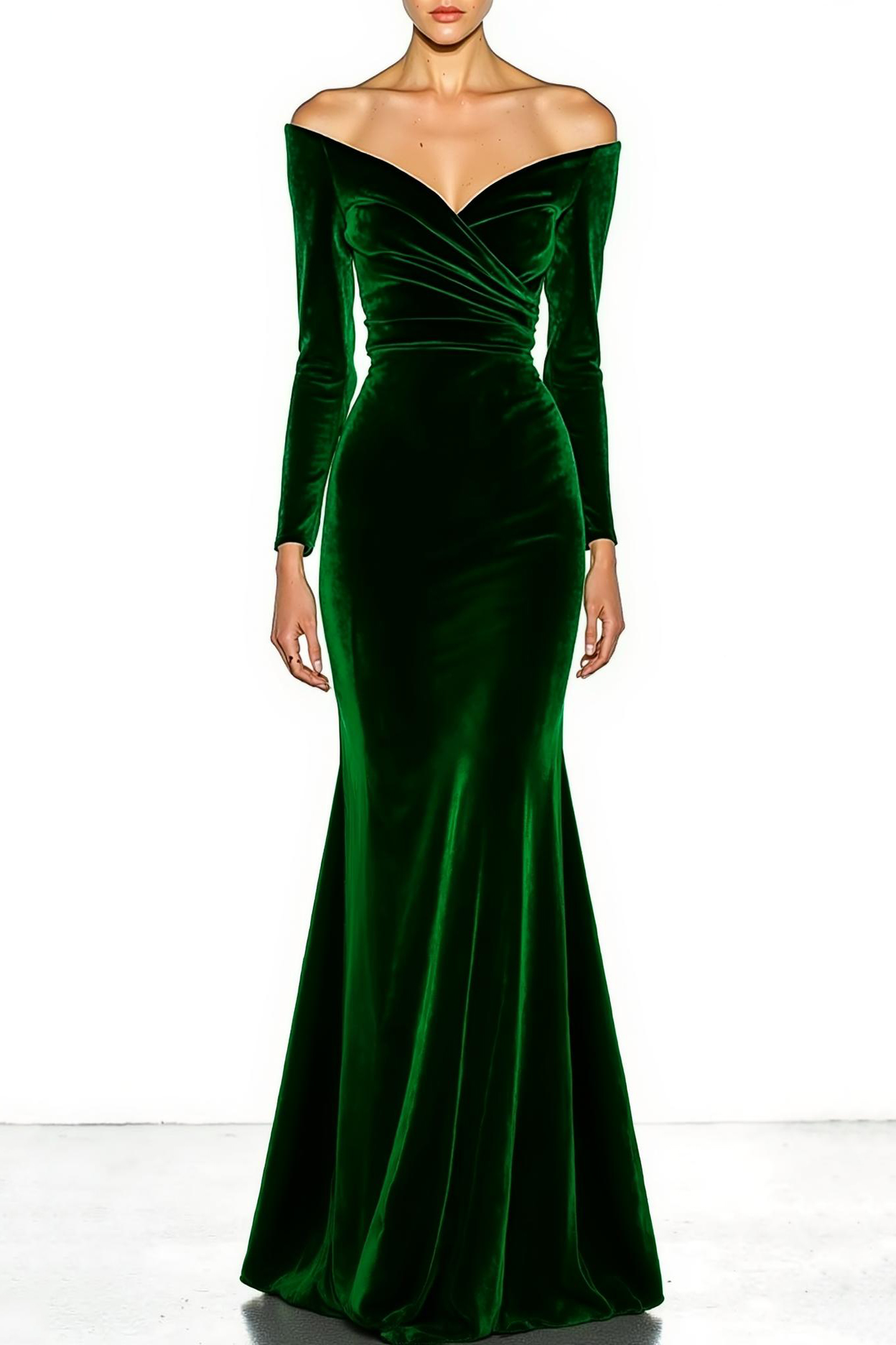 Formal Evening Dress Blue Velvet Off The Shoulder Maxi Dress