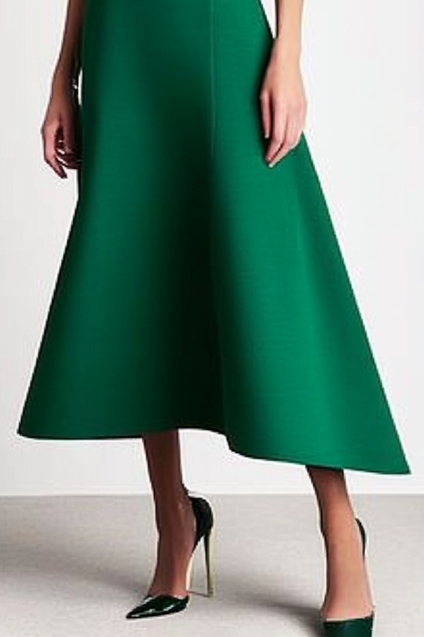Forma Work Party Green Crew Neck Sleeveless A-Line Midi Dress