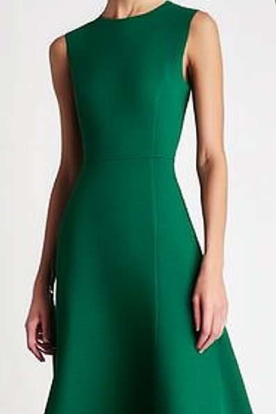 Forma Work Party Green Crew Neck Sleeveless A-Line Midi Dress