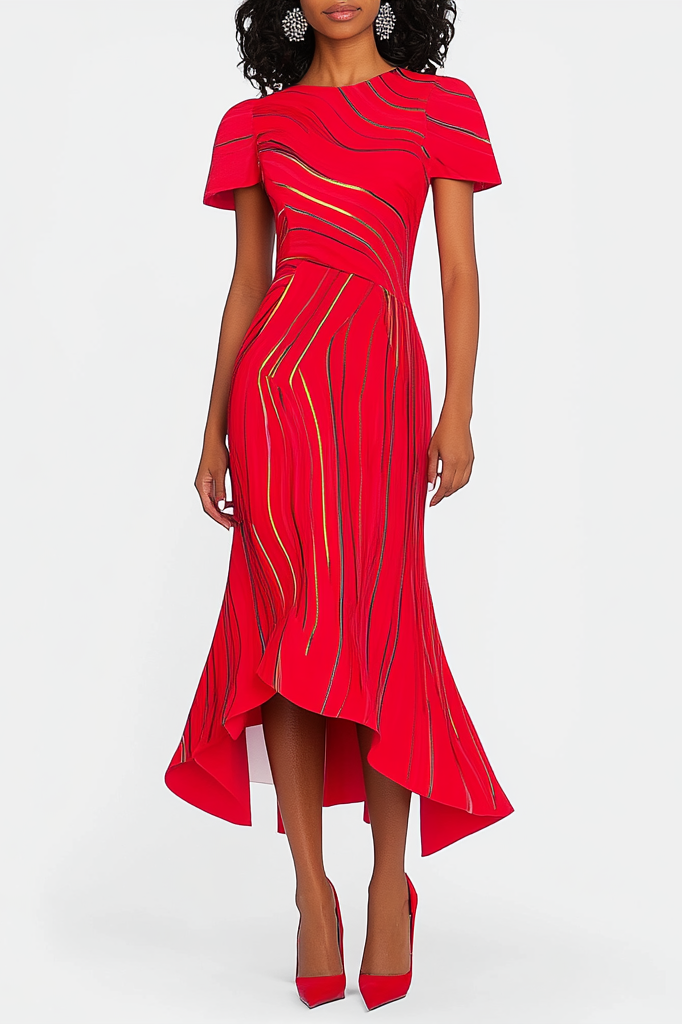 Formal Party Business Work Velvet V Neck Ruffle Maxi Sloping Shoulder