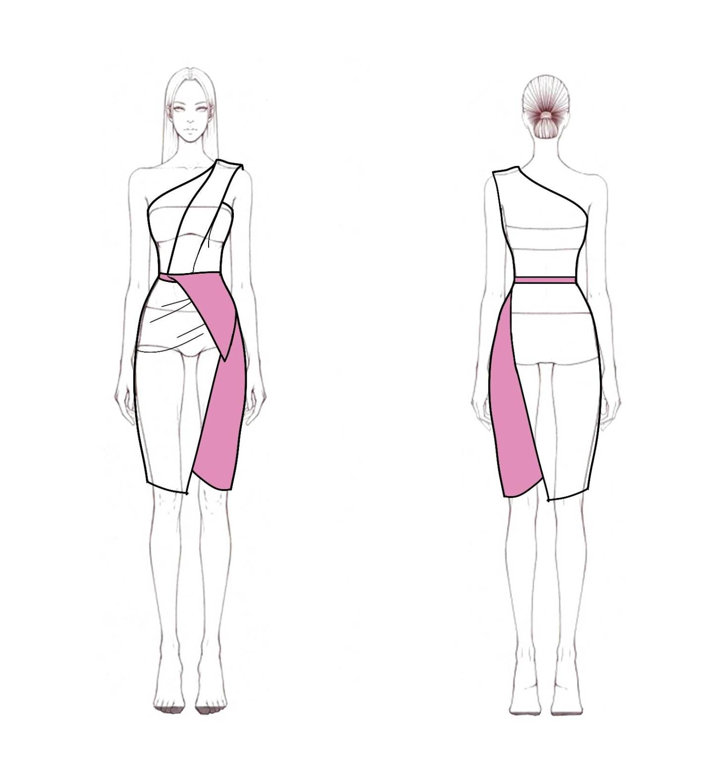 Party Work Asymmetrical Color Block Silhouette One-Shoulder Bodycon Satin Midi Dress