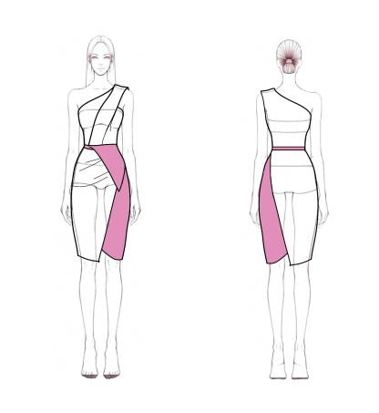 Party Work Asymmetrical Color Block Silhouette One-Shoulder Bodycon Satin Midi Dress