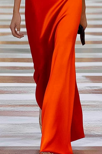 Work Party Formal Red Satin Off Shoulder Maxi Dress