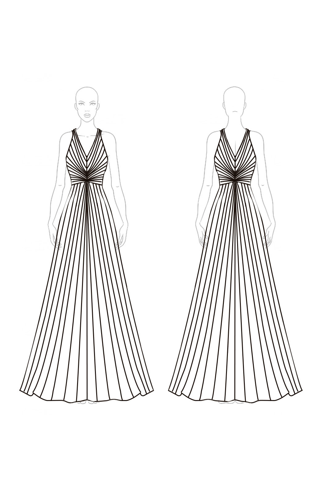 Party Cocktail Gold Pleated Deep V Maxi Dress  